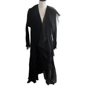 Lee Andersen Art to Wear Lagenlook Black Mixed Duster Size Large